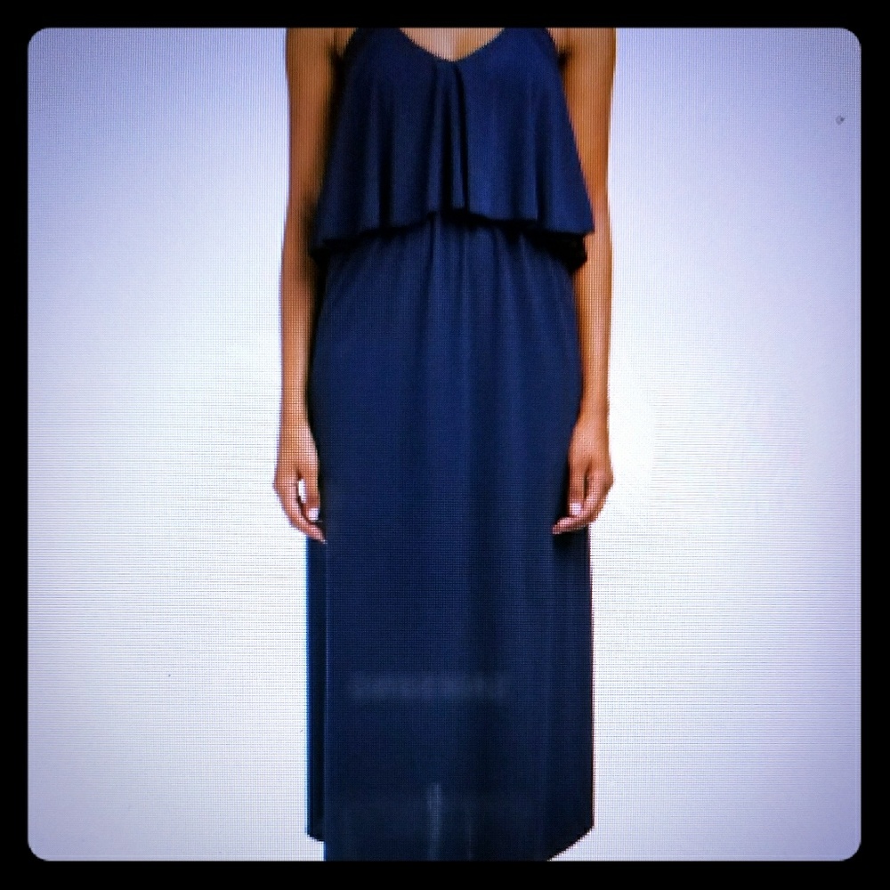 🆕Melissa Massey Navy halter midi dress